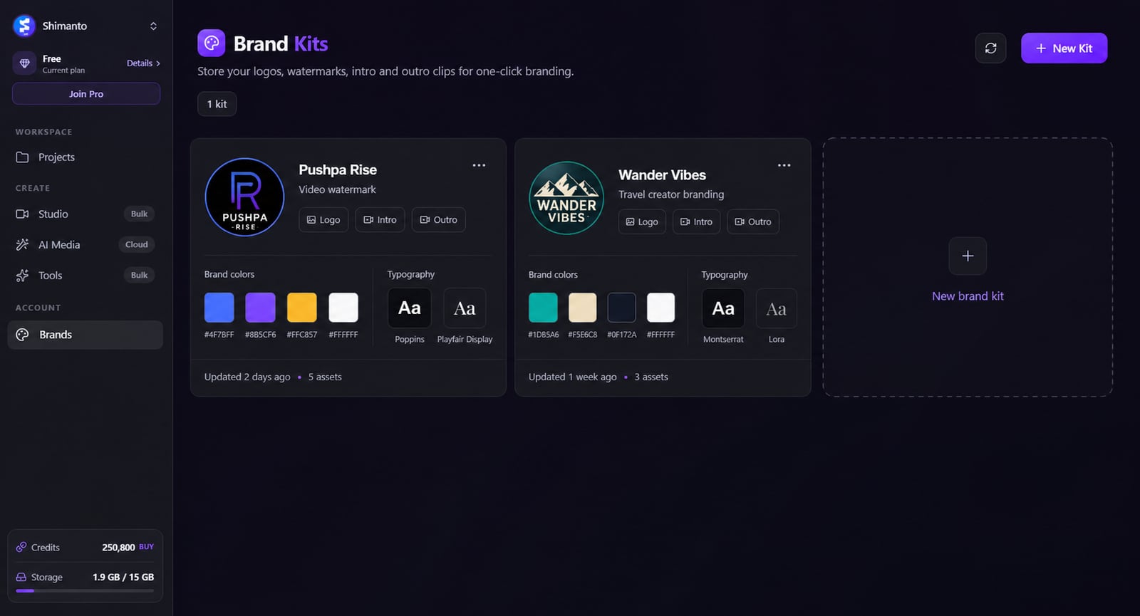 Brand kits product screenshot