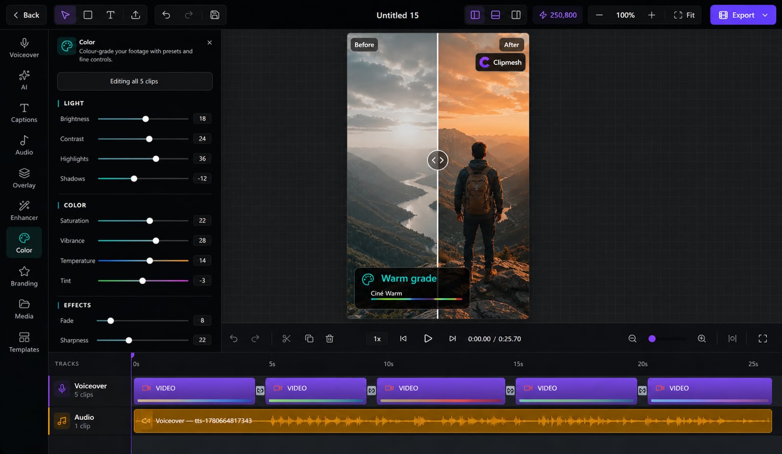 Color grade product screenshot