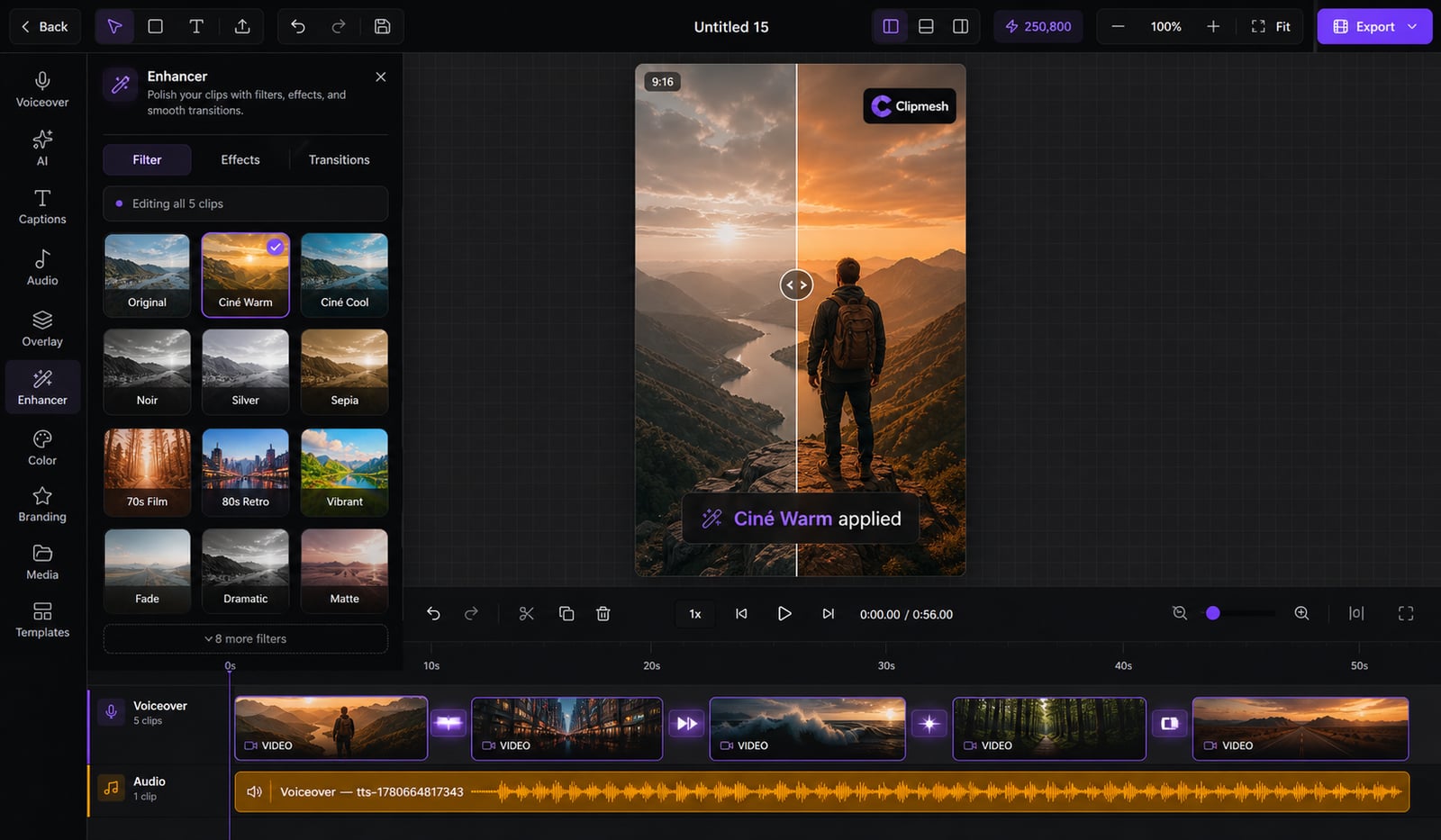 Filters & transitions product screenshot