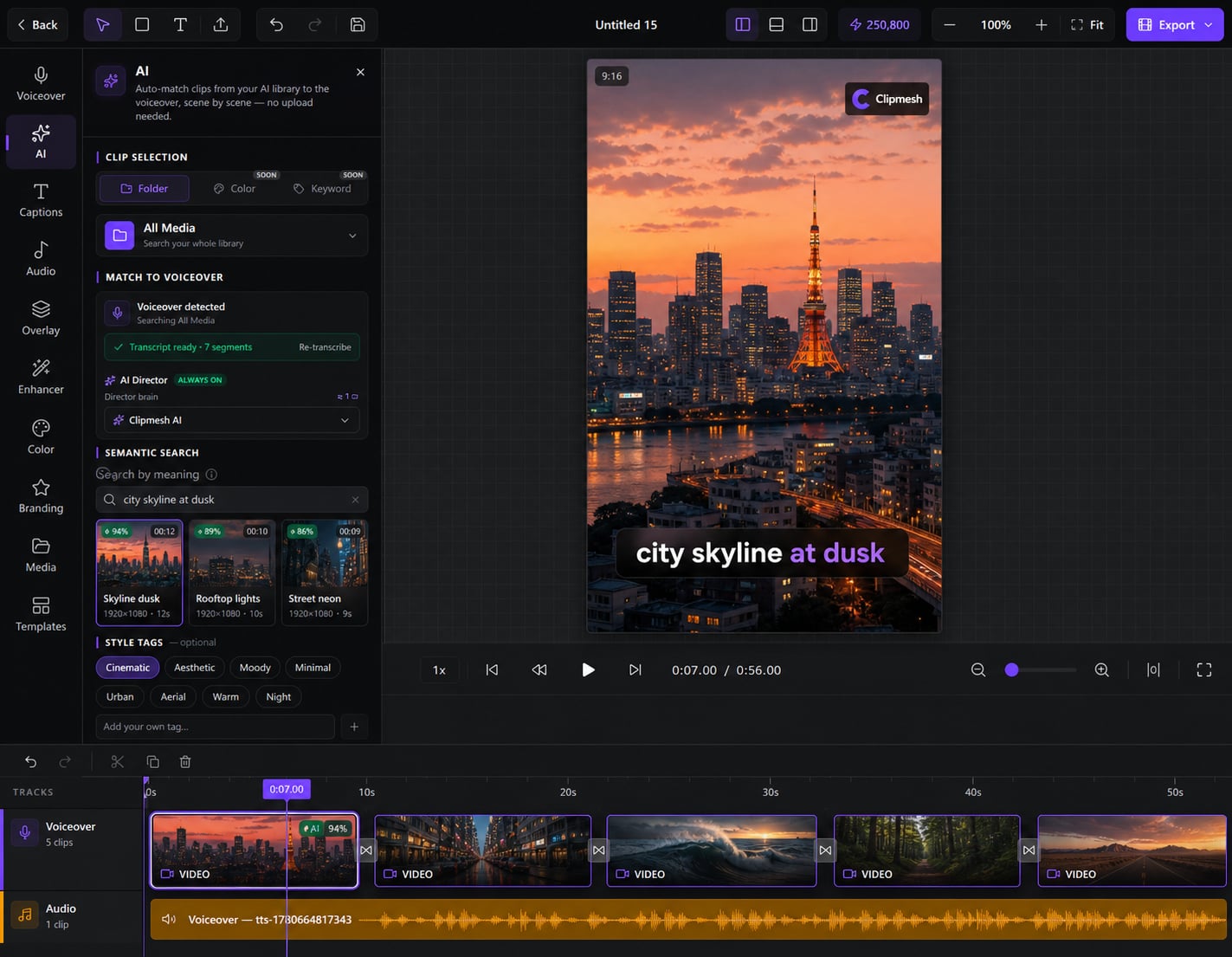 Semantic clip search product screenshot